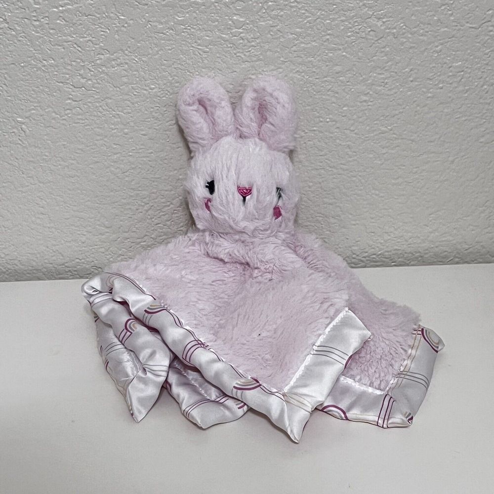 Parent's Choice Pink Bunny Rabbit Security Blanket Lovey Rainbow Satin Lovie